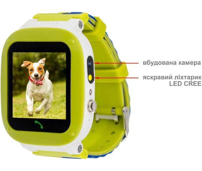 Дитячий смарт-годинник AmiGo GO004 Splashproof Camera+LED Green 224675 фото