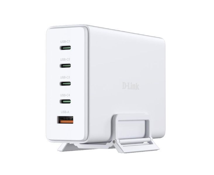 Зарядний пристрій мережевий D-Link DCF-241 240Вт GaN 4хUSB-С, 1xUSB-A, білий 395537 фото