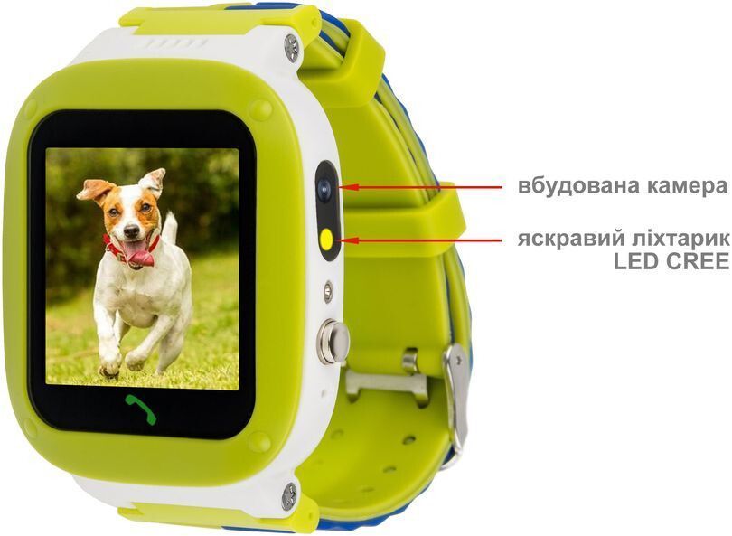 Дитячий смарт-годинник AmiGo GO004 Splashproof Camera+LED Green 224675 фото