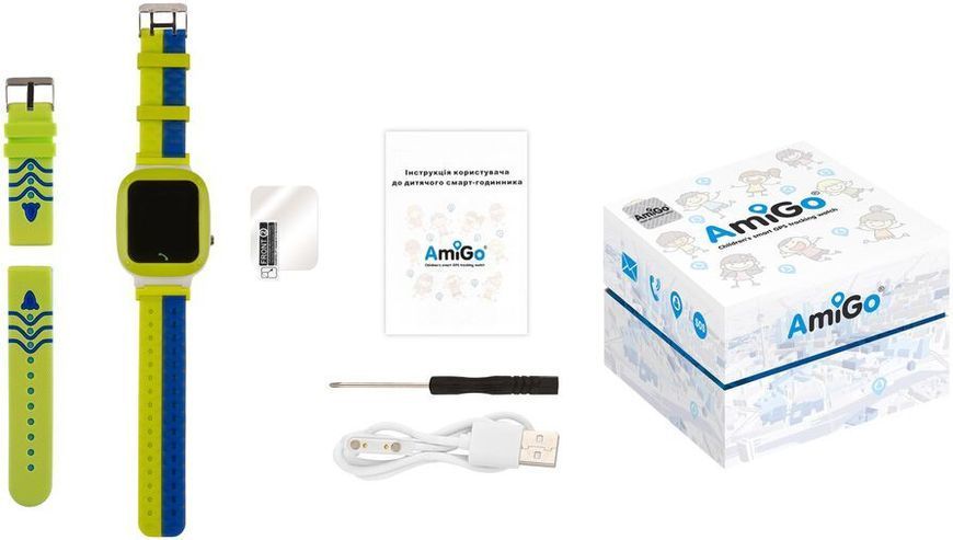 Дитячий смарт-годинник AmiGo GO004 Splashproof Camera+LED Green 224675 фото