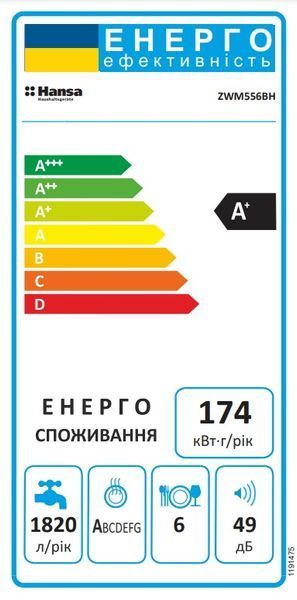 Посудомийна машина Hansa настільна, 6компл., A+, 55см, дисплей, чорний (ZWM556BH) 374651 фото