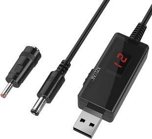 Кабель живлення Wi-Fi роутера USB to DC 5.5x2.1 + 3.5x1.35 підвищує напругу 5V to 9V/12V 312765 фото