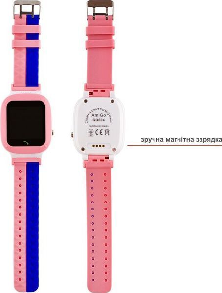 Дитячий смарт-годинник AmiGo GO004 Splashproof Camera+LED Pink 187334 фото