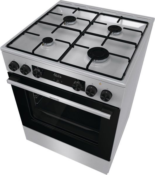 Плита Gorenje комбінована, 71л, 60x60см, дисплей, емальовані реш, програматор IconLed,нерж (GKS6C70XJ) 375925 фото