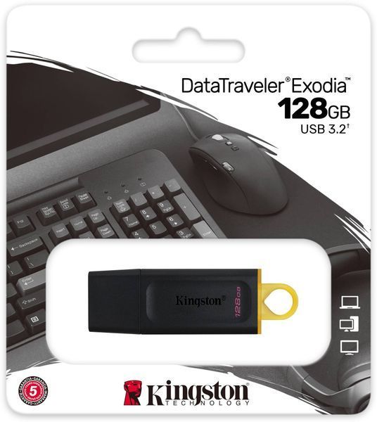 USB флеш Kingston DT Exodia 128GB Black+Yellow (DTX/128GB) 216122 фото