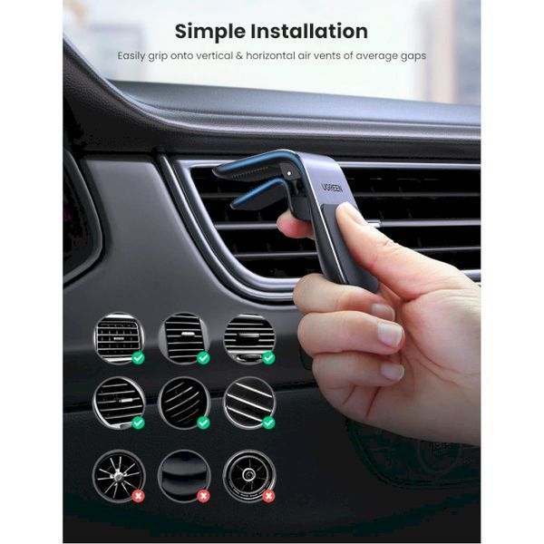 Автомобільний тримач UGREEN LP290 Waterfall-Shaped Magnetic Phone Holder (80712B) Black 314524 фото
