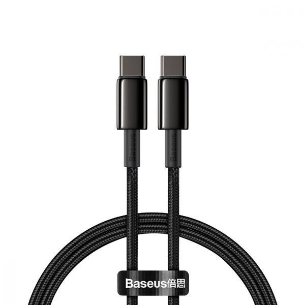 Кабель Baseus Tungsten Gold Type-C To Type-C 100W (CATWJ-01) Black 1m 244327 фото