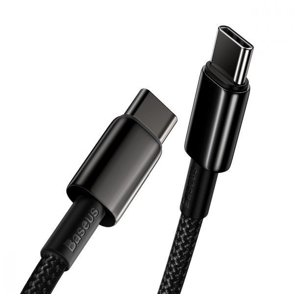 Кабель Baseus Tungsten Gold Type-C To Type-C 100W (CATWJ-01) Black 1m 244327 фото