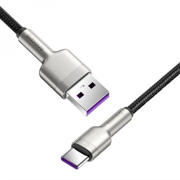 Кабель Baseus Cafule Metal Data Type-C 66W (0.25m) (CAKF000001) Black 271346 фото
