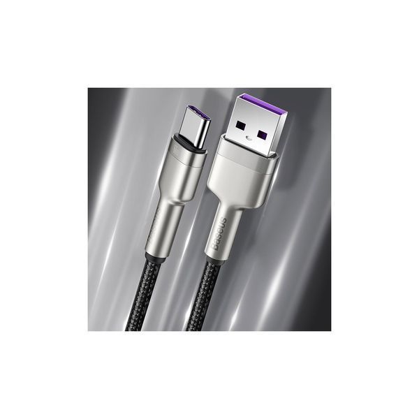 Кабель Baseus Cafule Metal Data Type-C 66W (0.25m) (CAKF000001) Black 271346 фото