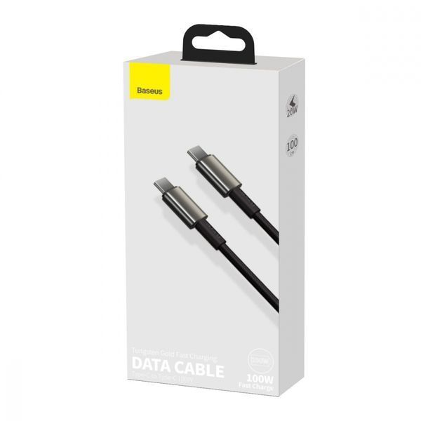 Кабель Baseus Tungsten Gold Type-C To Type-C 100W (CATWJ-01) Black 1m 244327 фото