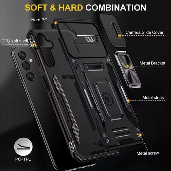 Ударостійкий чохол Camshield Army Ring для Samsung Galaxy S23 FE Чорний / Black 283616 фото