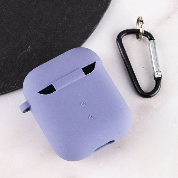 Силіконовий футляр з мікрофіброю для навушників Airpods 1/2 Сірий / Lavender Gray 201986 фото