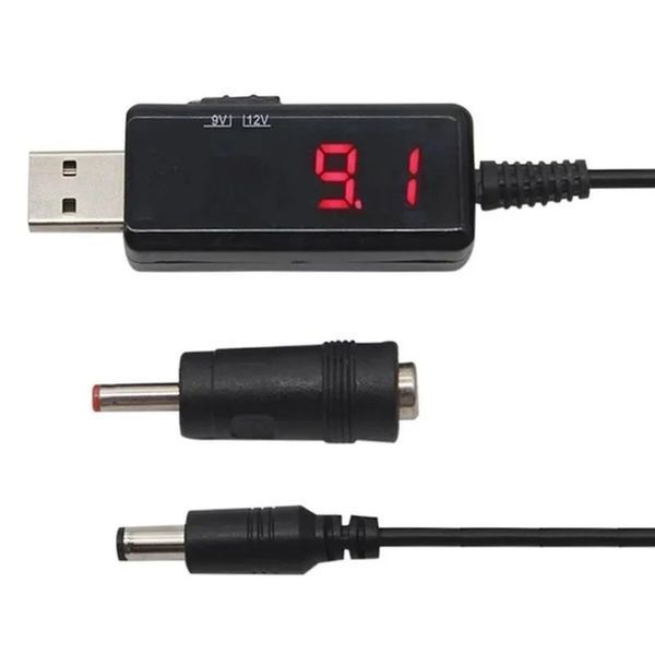 Кабель живлення Wi-Fi роутера USB to DC 5.5x2.1 + 3.5x1.35 підвищує напругу 5V to 9V/12V 312765 фото