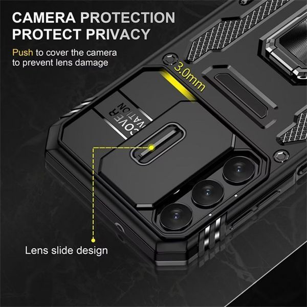 Ударостійкий чохол Camshield Army Ring для Samsung Galaxy S23 FE Чорний / Black 283616 фото
