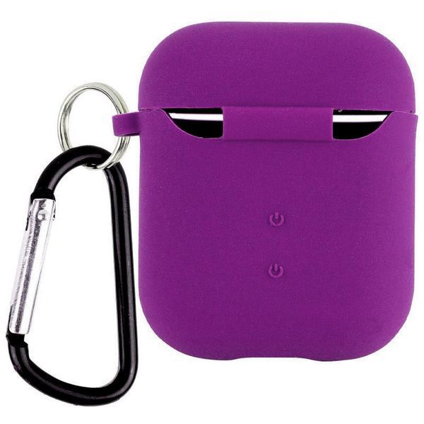Силіконовий футляр з мікрофіброю для навушників Airpods 1/2 Фіолетовий / Grape 262086 фото