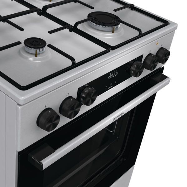 Плита Gorenje комбінована, 71л, 60x60см, дисплей, емальовані реш, програматор IconLed,нерж (GKS6C70XJ) 375925 фото