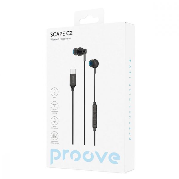 Дротові навушники Proove Scape C2 (Type-C) (WESC20000201) Black 286788 фото