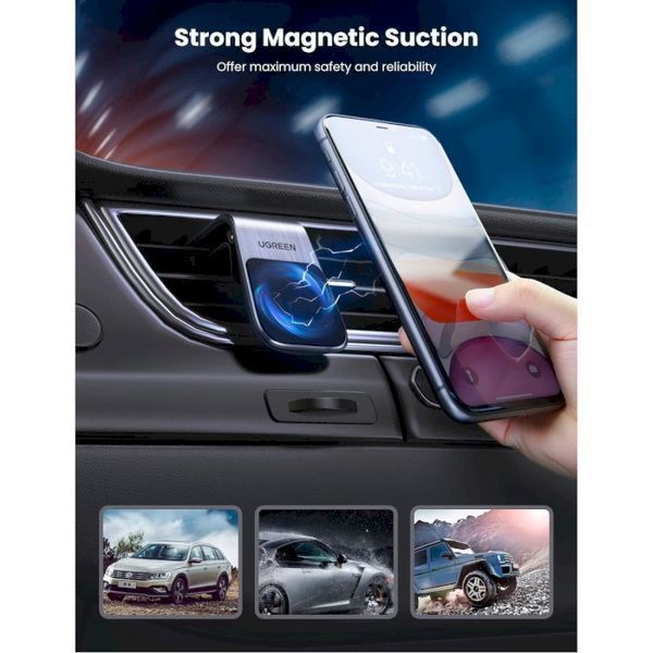 Автомобільний тримач UGREEN LP290 Waterfall-Shaped Magnetic Phone Holder (80712B) Black 314524 фото