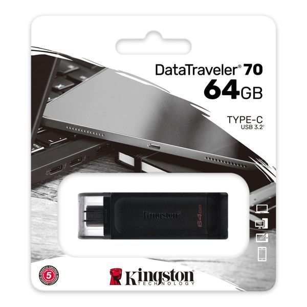 Накопичувач Kingston 64GB USB 3.2 Type-C Gen 1 DT70 (DT70/64GB) 373656 фото
