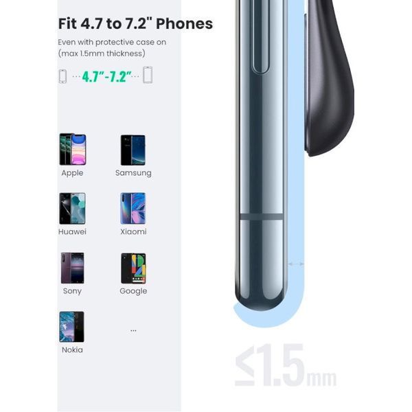 Автомобільний тримач UGREEN LP290 Waterfall-Shaped Magnetic Phone Holder (80712B) Black 314524 фото