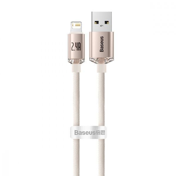 Кабель Baseus Crystal Shine Series Fast Charging Data USB кабель USB To IP 2.4A 1.2m (CAJY001104) Pink 260563 фото