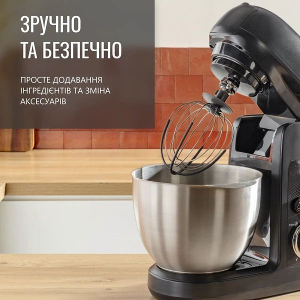 Кухонна машина Tefal Bake Partner 1100Вт, чаша-метал, корпус-пластик, насадок-8, чорний (QB525838) 368726 фото
