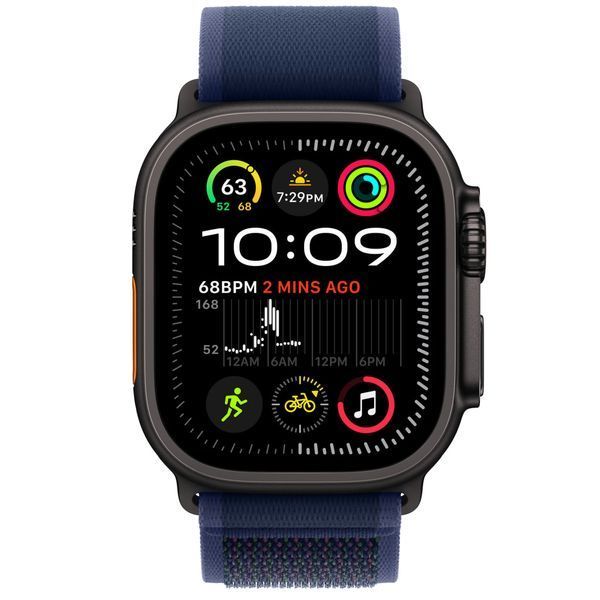 Ремінець Apple Watch Trail Loop Band M/L Для Watch 49mm - Black Titanium Finish - Blue (MYQ83) 330544 фото