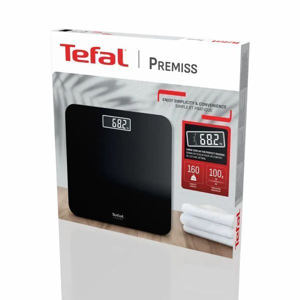 Ваги Tefal підлогові Premiss, 160кг, AAAx2 в комплекті, скло, чорний 394809 фото