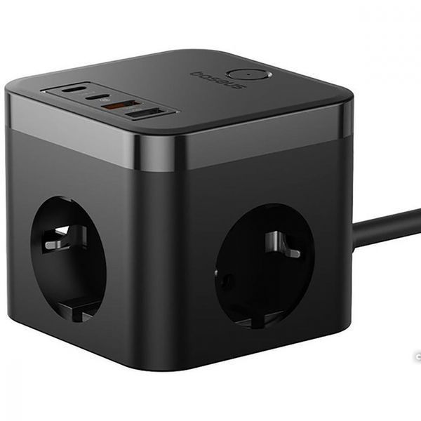 Зарядний Пристрій Baseus PowerCombo Cube Power Strip 30W (3xAC+2xUSB+2xType-C) 1.5m (E00066400117-00) Black 326280 фото