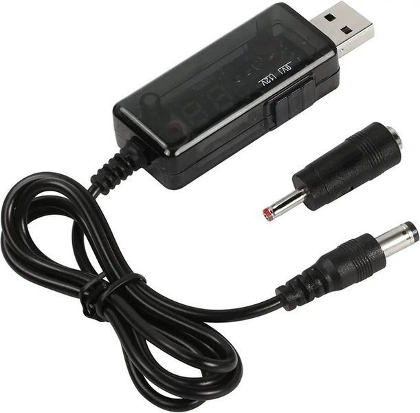 Кабель живлення Wi-Fi роутера USB to DC 5.5x2.1 + 3.5x1.35 підвищує напругу 5V to 9V/12V 312765 фото
