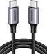 Кабель UGREEN US261 USB Type-C To USB Type-C 60W Round Cable Nickel Plating Aluminum Shell 3A 2m Black/Gray (50152) 278806 фото 1