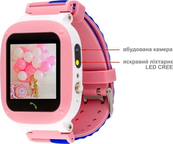 Дитячий смарт-годинник AmiGo GO004 Splashproof Camera+LED Pink 187334 фото
