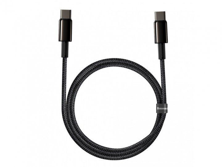 Кабель Baseus Tungsten Gold Type-C To Type-C 100W (CATWJ-01) Black 1m 244327 фото