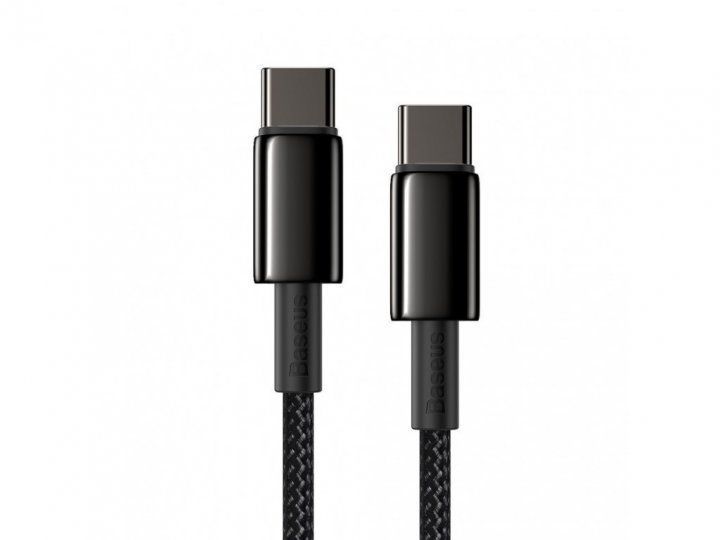 Кабель Baseus Tungsten Gold Type-C To Type-C 100W (CATWJ-01) Black 1m 244327 фото