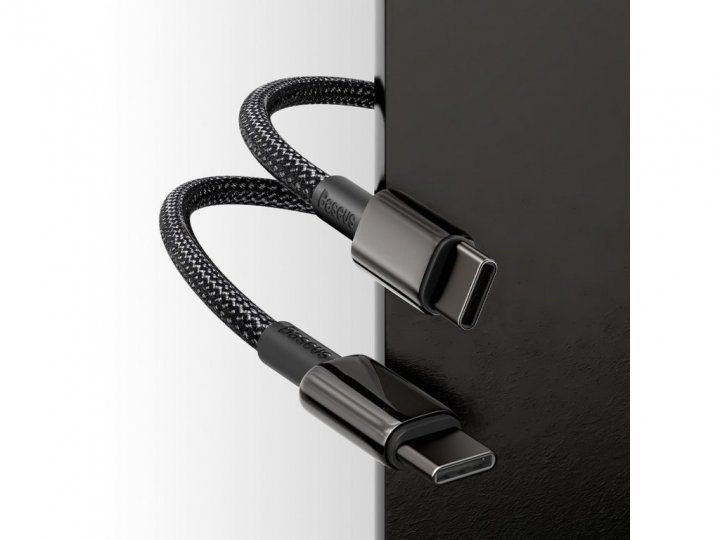 Кабель Baseus Tungsten Gold Type-C To Type-C 100W (CATWJ-01) Black 1m 244327 фото