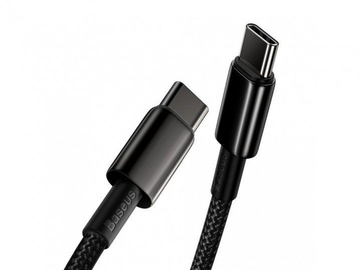 Кабель Baseus Tungsten Gold Type-C To Type-C 100W (CATWJ-01) Black 1m 244327 фото