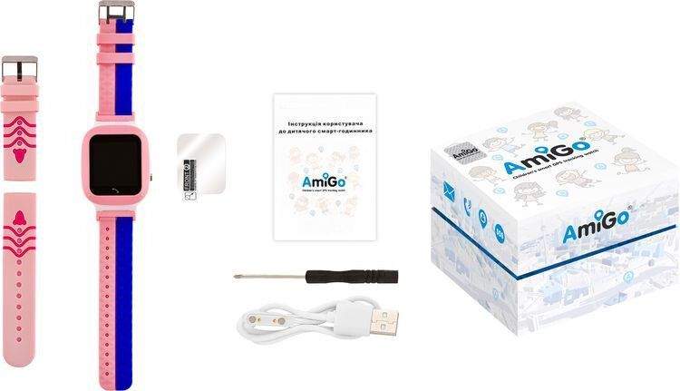 Дитячий смарт-годинник AmiGo GO004 Splashproof Camera+LED Pink 187334 фото