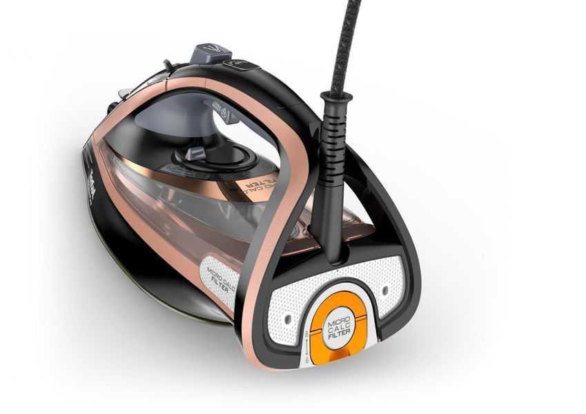 Праска Tefal Ultimate Pure, 3200Вт, 350мл, паровий удар -260гр, постійна пара - 60гр, керам. підошва, чорно-рожевий (FV9845E0) 374402 фото