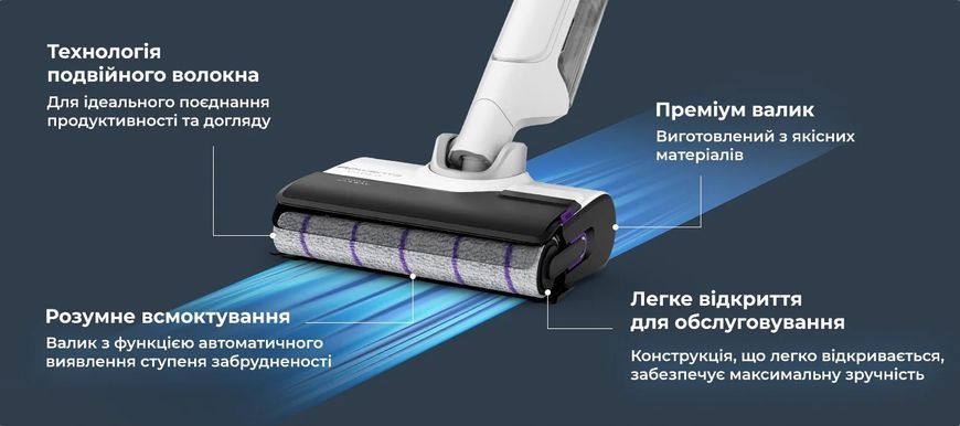 Пилосос Rowenta&nbsp;безпровідний миючий X-Clean 10, 200Вт, конт пил -0.67л, конт для води-0.73л, автон. робота до 60хв, вага-4.15кг, НЕРА, білий 389357 фото