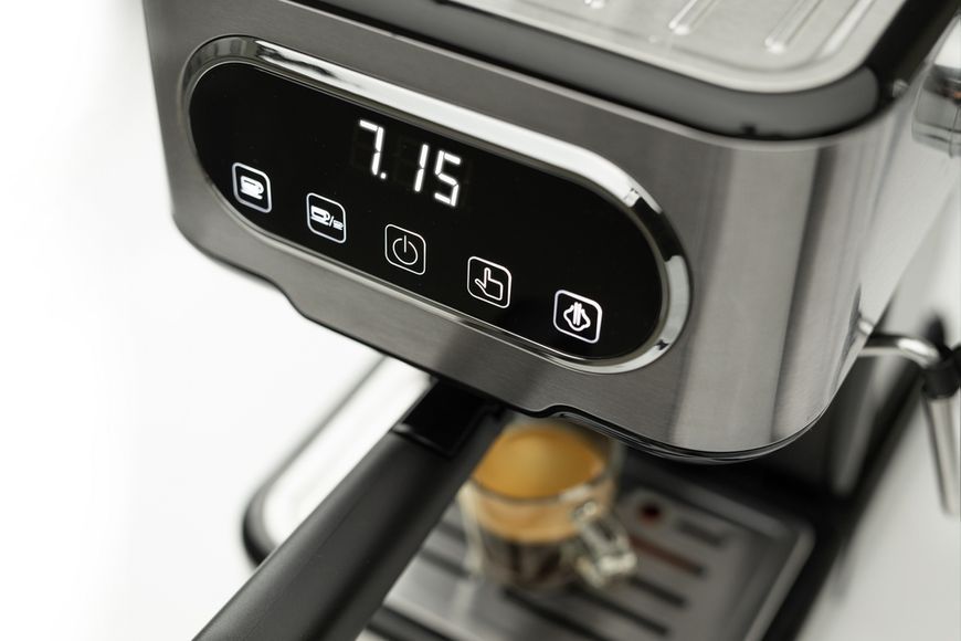 Кавоварка Gorenje ріжкова 1.5л, мелена, ручний капучинатор, нерж (ESCM15DBK) 369852 фото