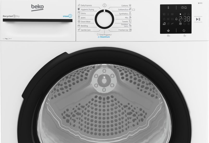 Сушильна машина Beko тепловий насос, 7кг, A++, 54.5см, дисплей, ф-ція ПАР, білий (BM3T37239WB) 373961 фото