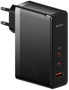 Зарядний Пристрій Baseus GaN5 Pro 140W 2 x Type-C + USB + Кабель Type-C - Type-C (CCGP100201) black 268696 фото