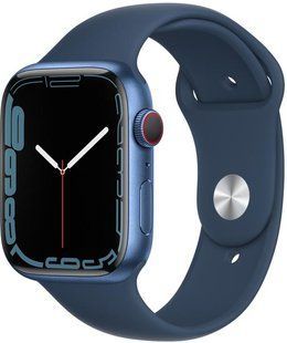 Смарт-годинник Apple Watch Series 7 GPS + LTE 45mm Blue Aluminum Case With Abyss Blue Sport Band MKJA3/MKJT3 239355 фото
