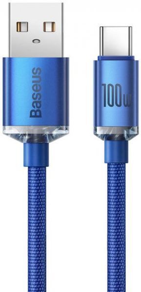 Кабель Baseus Crystal Shine Series Fast Charging Data USB кабель USB To Type-C 100 W 2M (CAJY000503) Blue 253538 фото