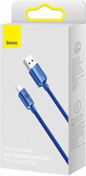 Кабель Baseus Crystal Shine Series Fast Charging Data USB кабель USB To Type-C 100 W 2M (CAJY000503) Blue 253538 фото