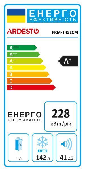 Морозильна скриня ARDESTO, 142л, А+, ST, диспл зовн., режим холодильника, білий (FRM-145ECM) 375613 фото