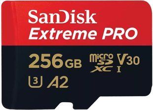Карта пам'яті SanDisk microSD 256GB C10 UHS-I U3 R200/W140MB/s Extreme Pro V30 + SD (SDSQXCD-256G-GN6MA) 375494 фото