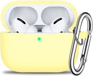 Чохол для навушників Silicon Case Airpods Pro карабин Yellow 215215 фото