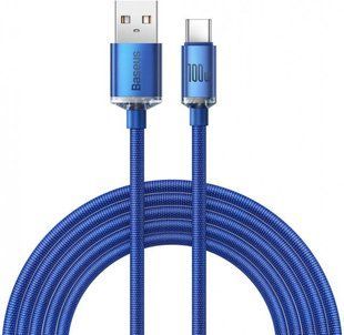 Кабель Baseus Crystal Shine Series Fast Charging Data USB кабель USB To Type-C 100 W 2M (CAJY000503) Blue 253538 фото